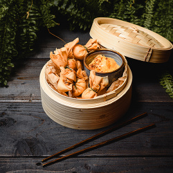 Gruzdinti koldūnai su vištiena ir kiniškais grybais